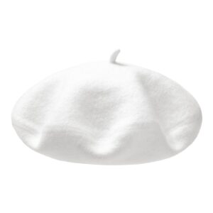 AWAYTR Wool French Beret Hats - Solid Color Artist Beret Hat for Women and Kids (White,Adult)