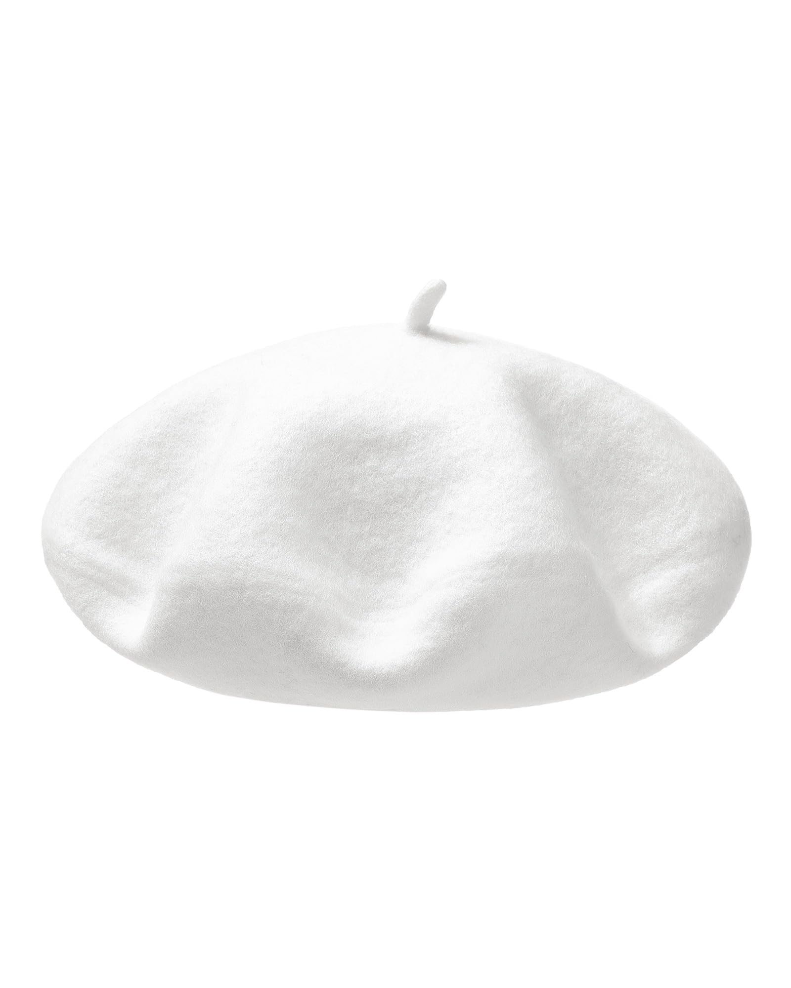 AWAYTR Wool French Beret Hats - Solid Color Artist Beret Hat for Women and Kids (White,Adult)