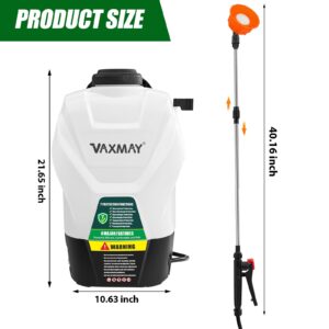 Backpack Sprayer 4 Gallon Battery Powered Garden Sprayer, VaxMay Electric Sprayer Works with Makita 18V Battery, Battery Weed Sprayer 75 PSI, Telescopic Wand, 4 Nozzles, 2.5Ah Battery&Charger included