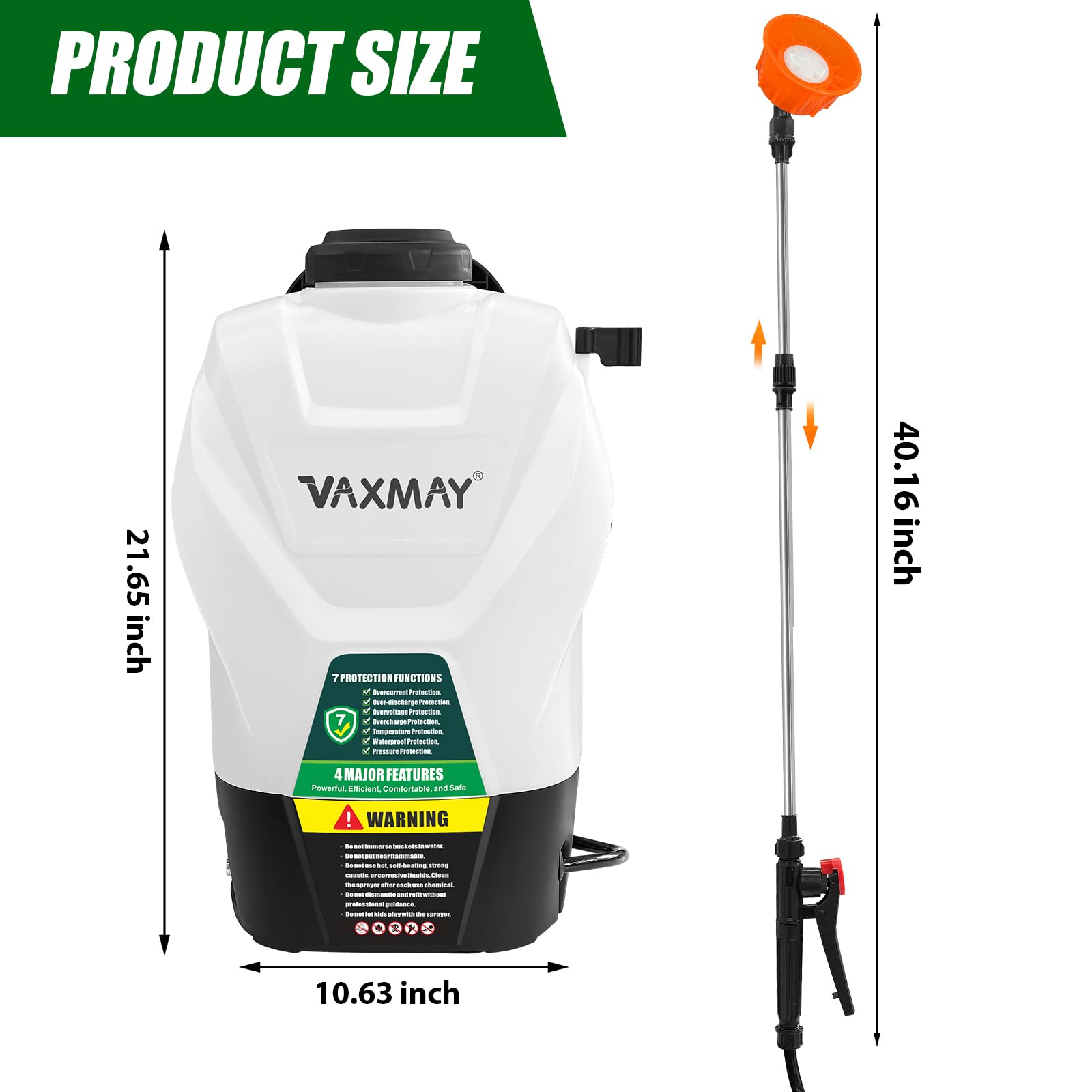 Backpack Sprayer 4 Gallon Battery Powered Garden Sprayer, VaxMay Electric Sprayer Works with Makita 18V Battery, Battery Weed Sprayer 75 PSI, Telescopic Wand, 4 Nozzles, 2.5Ah Battery&Charger included