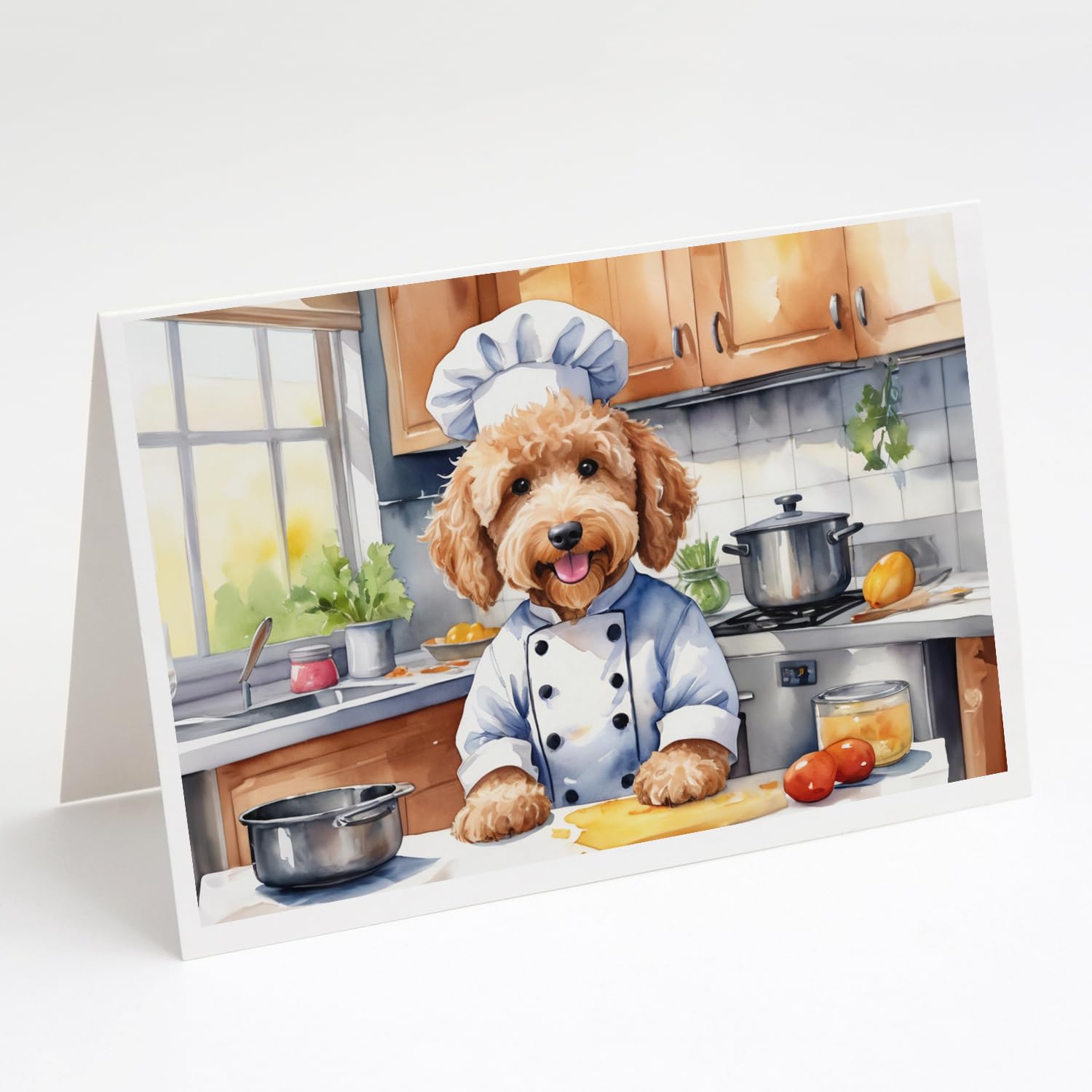 Caroline's Treasures Goldendoodle The Chef Greeting Cards Pack of 8 Blank Cards with Envelopes Whimsical A7 Size 5x7 Blank Note Cards