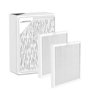 LAMPICK Air Purifier Filter 4-in-1 High-Efficiency True HEPA Replacement Filter, Air Filters Compatible Air Cleaner A6, H13 True HEPA Filter for Smoke Pollen Dander Hair Smell (2 Packs)