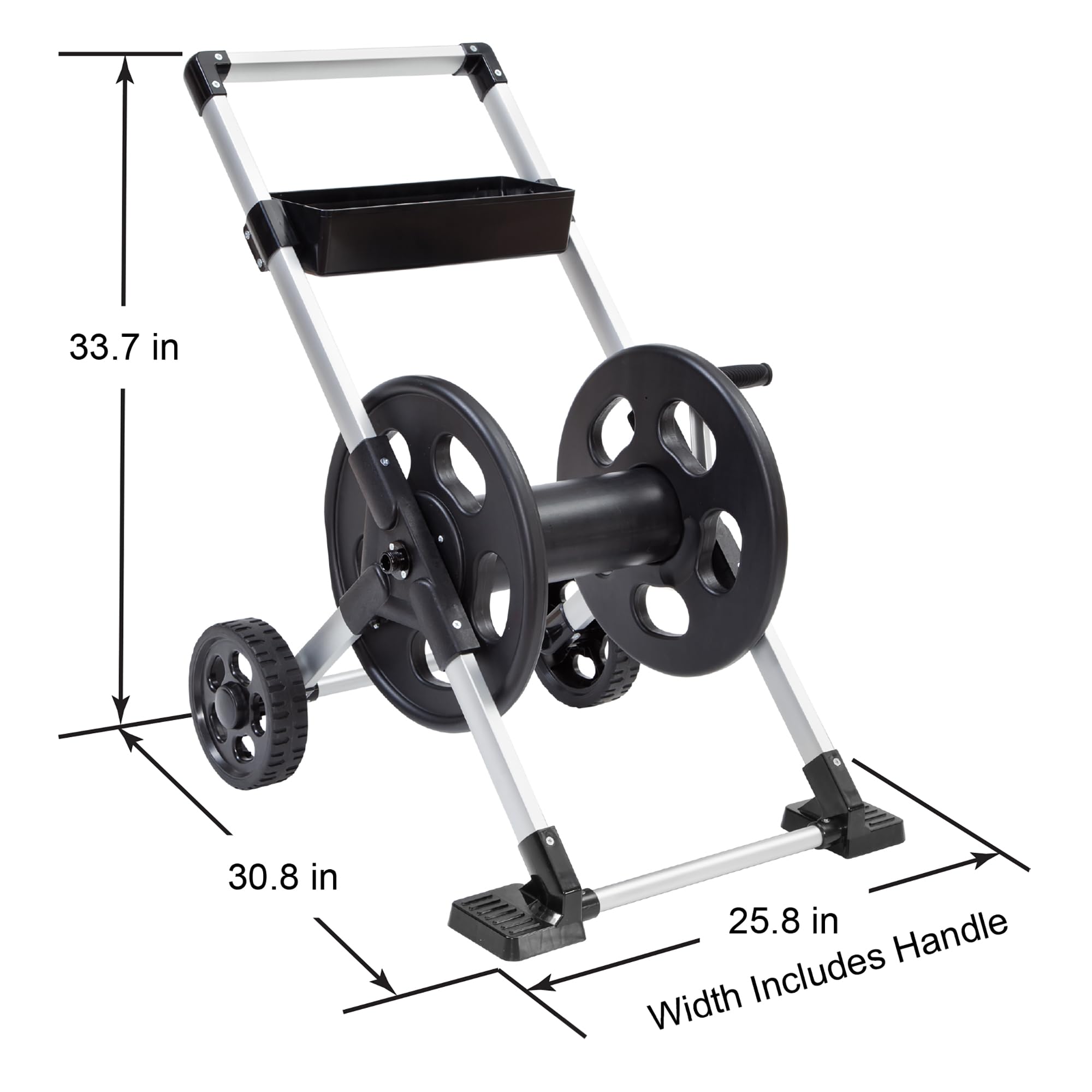 Liberty Garden 304 Explorer Two Wheel Hose Reel Cart, Aluminum, Holds 250-feet of 5/8" Hose