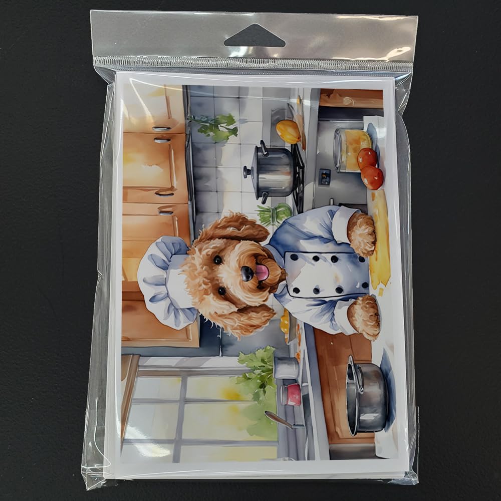 Caroline's Treasures Goldendoodle The Chef Greeting Cards Pack of 8 Blank Cards with Envelopes Whimsical A7 Size 5x7 Blank Note Cards