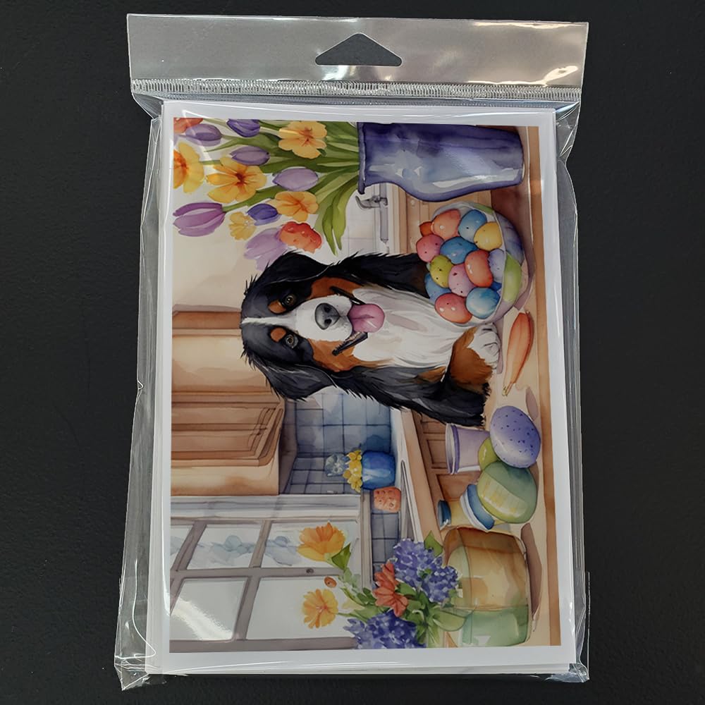 Caroline's Treasures DAC6762GCA7P Decorating Easter Bernese Mountain Dog Greeting Cards Pack of 8 Blank Cards with Envelopes Whimsical A7 Size 5x7 Blank Note Cards