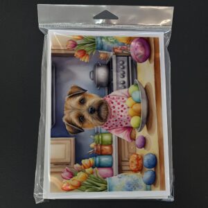 Caroline's Treasures DAC6768GCA7P Decorating Easter Border Terrier Greeting Cards Pack of 8 Blank Cards with Envelopes Whimsical A7 Size 5x7 Blank Note Cards