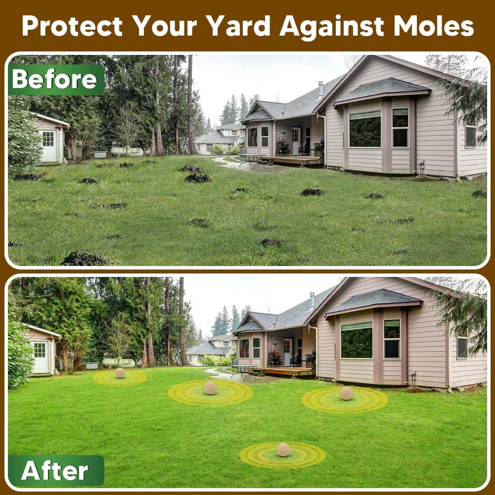 Pufado Mole Repellent, Gopher Repellent Outdoor, Vole Repellent, Mole Deterrent for Yard, Mole Repellant for Lawn, Mole Control, Keep Mole and Vole Out of Your Garden, Safe Around Pet & Plant-8 Packs