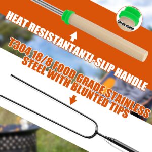 Briout Extendable Stainless Steel Roasting Sticks - Smores Sticks for Fire Pit Long 32 Inch, Smore Skewers Hot Dog Fork Campfire Accessories, Camping Essentials for S'mores - 10 Pack