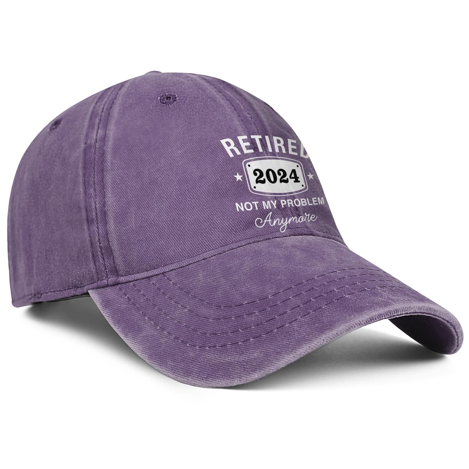 Retirement Gifts for Women Men Hat Retired 2024 Not My Problem Anymore Baseball Cap Purple