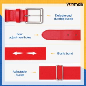 VONMELLI Baseball Belt Softball Belt Adjustable, Adult Baseball Uniform Belt Elastic for Men and Women Red