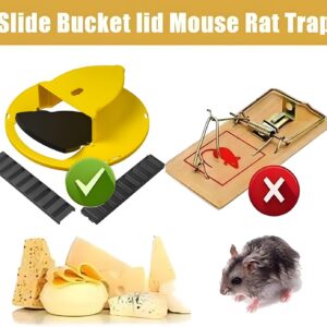 Oarkive Mice Mouse Rat Trap Bucket Flip Lid,Mouse Rats Trap Bucket Indoor Outdoor,Humane Mouse Trap,Mouse Trap Bucket Lid Auto Reset | 5 Gallon Bucket Compatible | Mouse Trap Bucket Lid (3 Pack)