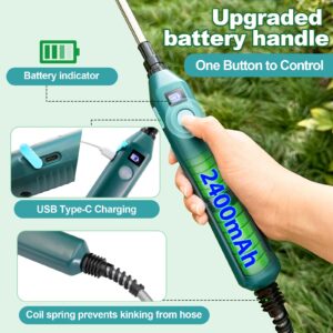 SideKing Battery Powered Sprayer Wand, New Upgraded 23.6inch Electric Sprayer Telescopic Wand with Battery Indicator, 16.4FT Hose, 3 Mist Nozzles, Rechargeable and Portable Spray Wand for Gardening