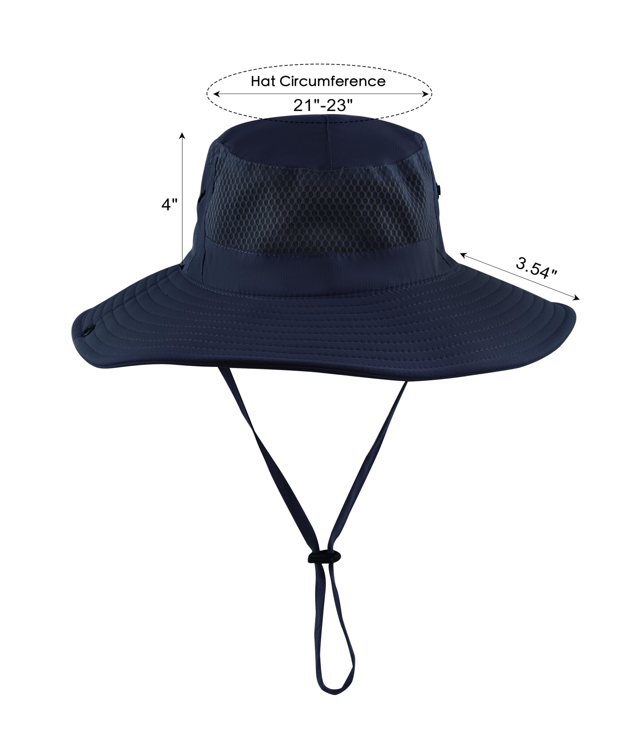 Mukeyo Womens Ponytail Sun Hat Wide Brim Mesh Bucket Hat UV UPF50 Protection Hat Foldable Summer Travel Beach Fishing Hats Navy Blue