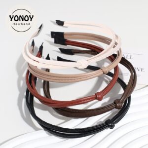 YONOY Knotted Headbands Set - 5 Cute Leather Hair Styling Accessories for Women and Girls, Non-Slip Knot Headbands in Five Colors