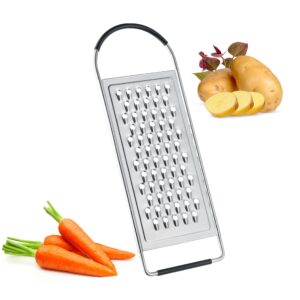 cheese grater handheld, hia flat coarse stainless steel graters for kitchen, food grater with anti-slip handle, perfect for potato, vegetable, butter, parmesan cheese