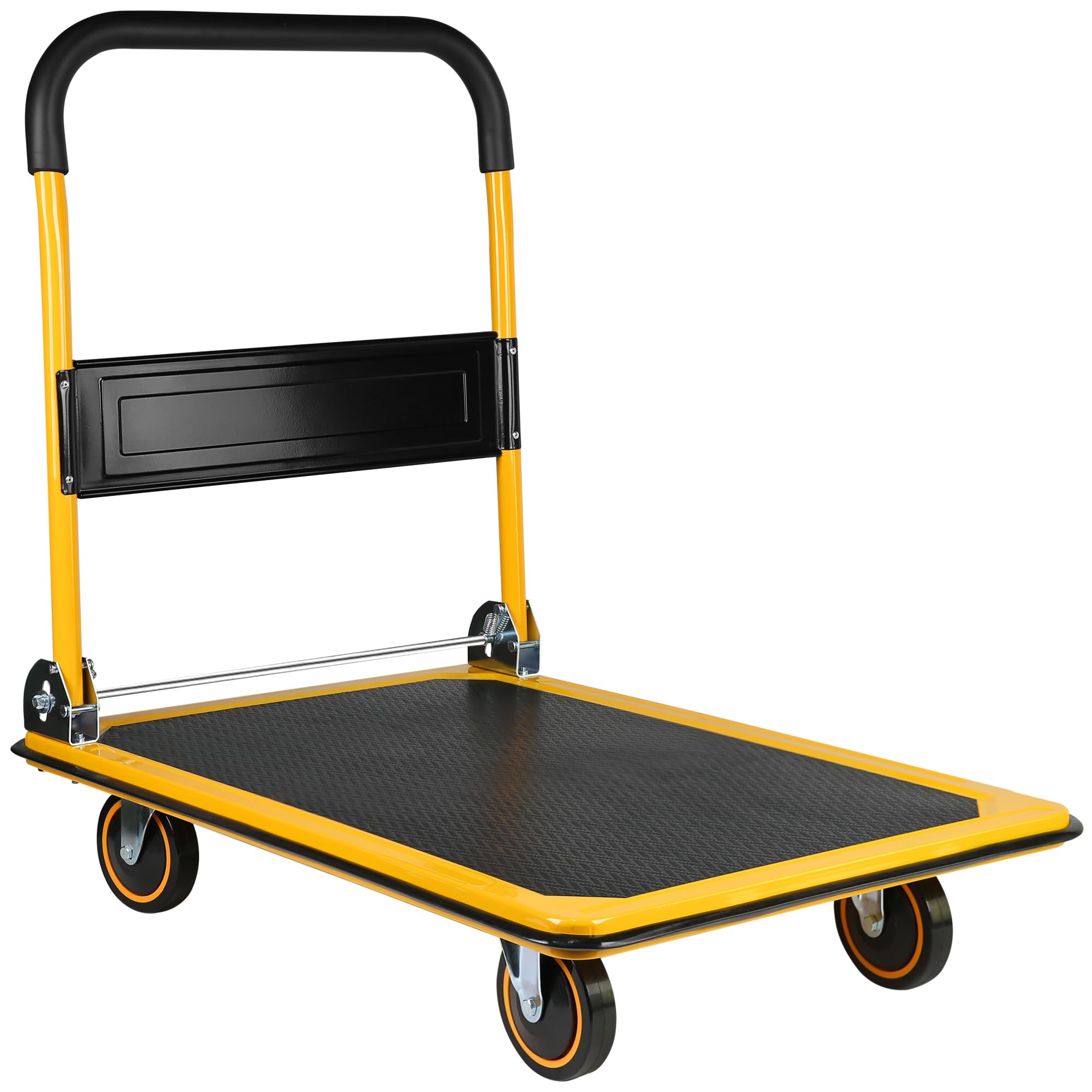 Platform Truck Hand Truck Large Size Foldable Dolly Cart for Moving Easy Storage and 360 Degree Swivel Wheels 660lbs Weight Capacity (Yellow)