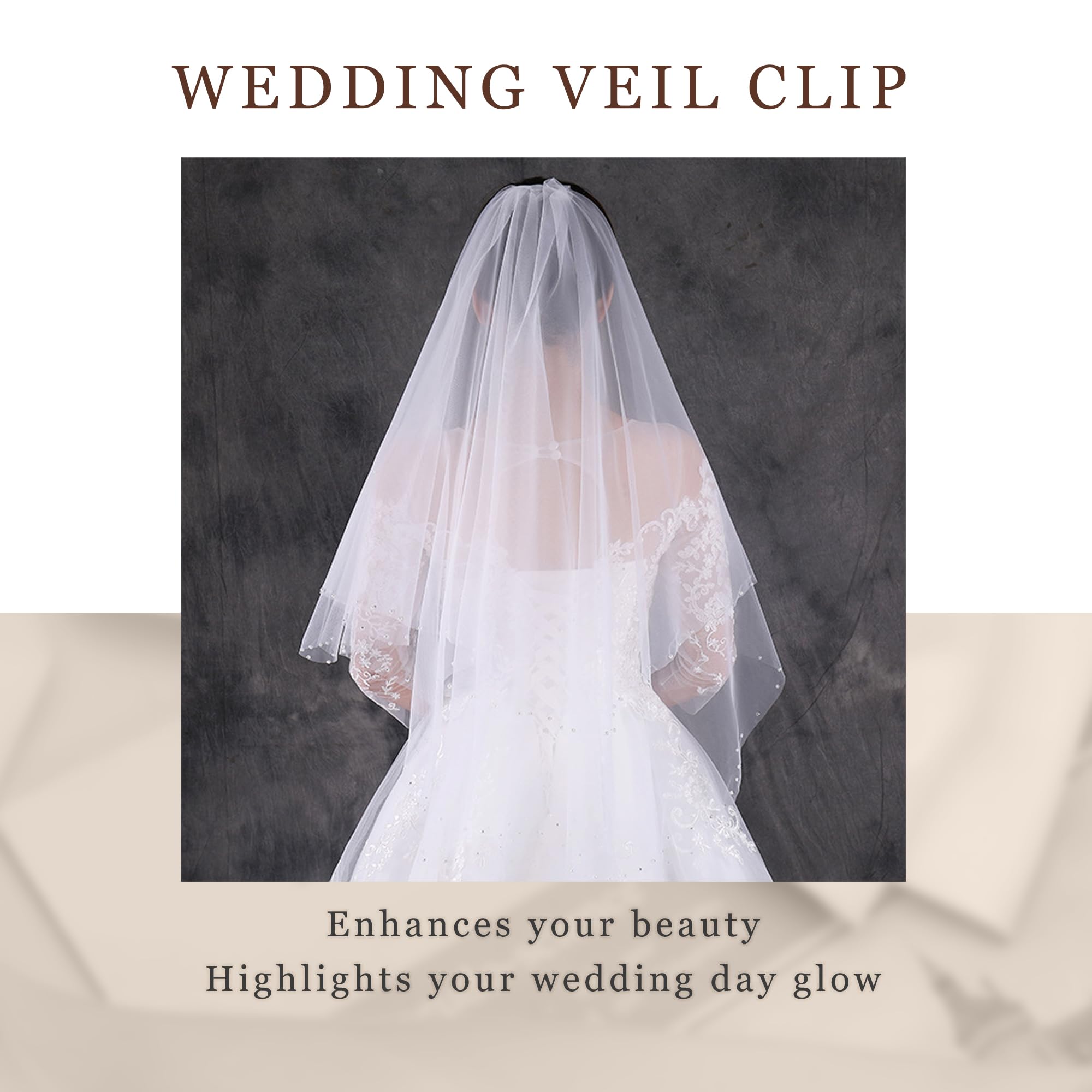 YAEISM Pearl Edge Wedding Veil 2 Tier Beaded Bridal Veils Fingertip Length White Veil Double Layer Pearl Veil with Comb Gorgeous Bachelorette Veil for Bride