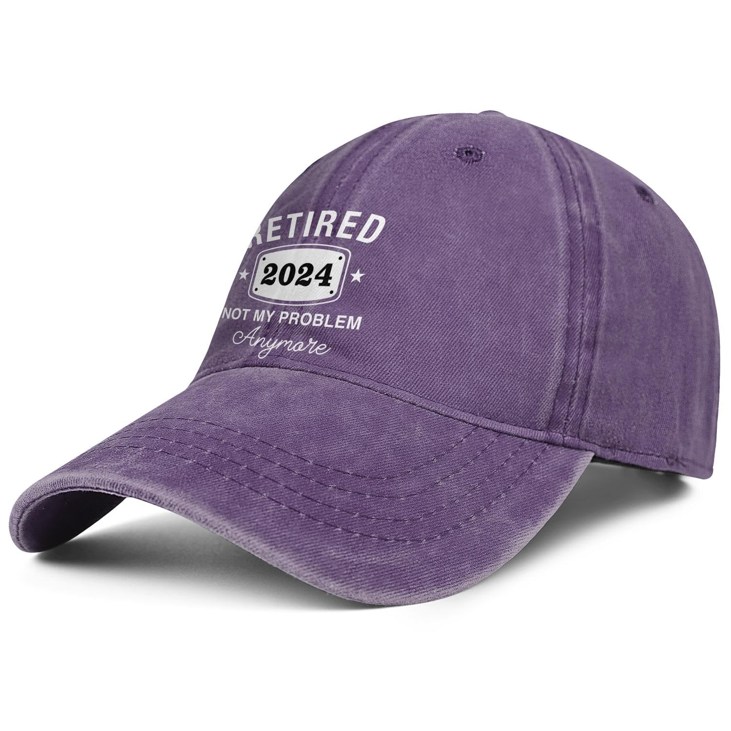 Retirement Gifts for Women Men Hat Retired 2024 Not My Problem Anymore Baseball Cap Purple