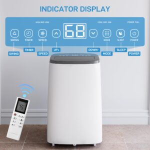 14000Btu Portable Air Conditioners with Remote Control, 4-in-1 Portable AC Unit with Fan & Dehumidifier, Cools Room up to 750 sq.ft, Sleep Mode, 3 Speed, 1-24H Timers