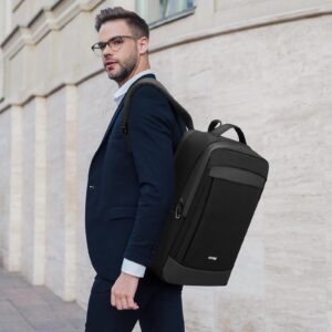 HOMIEE 30L Travel Laptop Backpack for Men Women, 15.6 Inch Expandable Backpack with USB Charging Port, Water Resistant Business Work College Bag, Black