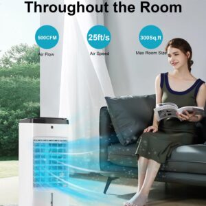 Uthfy Evaporative Air Cooler, 3 In 1 Swamp Cooler with 6 Ice Packs, Remote, 12H Timer, Portable Evaporative Cooler with 70° Oscillation, 3 Speeds, 3 Modes, Cooling Fan for Bedroom, Living Room, Office