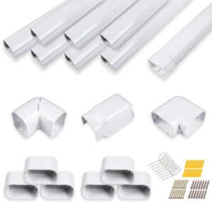 lyprem 25ft mini split line set cover 4" pvc line cover kit for mini split and central air conditioner & heat pump