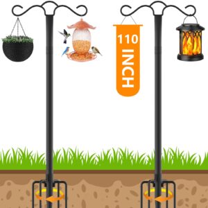 110 inch 2 pack adjustable shepherds hooks for outdoor with 5 prong base heavy duty outdoor garden shepherds hooks hanger for hanging bird feeder flower plant baskets solar light lantern pole stand