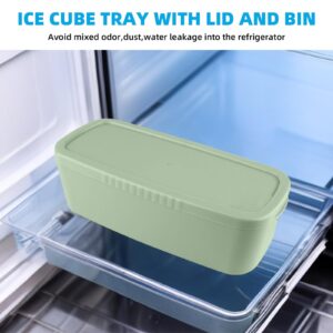 Tcamp Ice Cube Tray for Stanley Cup 30-40 oz Tumbler Cup Ice Mold, Silicone Ice Tray With Lid and Bin for Chilling Cocktails, Whiskey, Drinks, Coffee, Easy Fill and Release Ice Maker (Green)