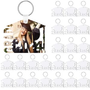 trnayi 24 pcs graduation sublimation blanks keychains class of 2024 graduation heat transfer keychains diy(grad 2024 style)