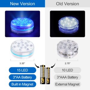 Pool Lights, Submersible LED Lights with Magnet and Suction Cups, with Remote IP68 Waterproof 16 Colors Hot Tub Underwater 15 LED Pool Lights for Above Ground Inground Pool, Bath, Party, Vase (4pack)