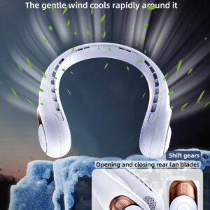 Neck Fan, Personal Fan with LED Display, USB-C Rechargeable, 5200mAh-Battery, 3-Speed Adjustment & Whisper-Quiet Operation, Perfect for Home, Travel, Sports