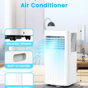 Joy Pebble 10000 BTU Portable Air Conditioners, 4 Modes portable AC with Cooling, Fan, Dehumidifier & Sleep Mode, Cooling up to 450 Sq.Ft. with 24H Timer/Digital Display/RC & Window Kit, White