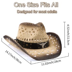 ZWZPOP Cowboy Hat,Cowgirl Hat,Cowboy Hats for Women/Mens Yellow (Straw, Almond & Coffee Color)