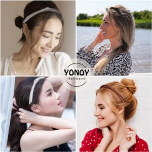 YONOY Knotted Headbands Set - 5 Cute Leather Hair Styling Accessories for Women and Girls, Non-Slip Knot Headbands in Five Colors