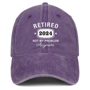 retirement gifts for women men hat retired 2024 not my problem anymore baseball cap purple