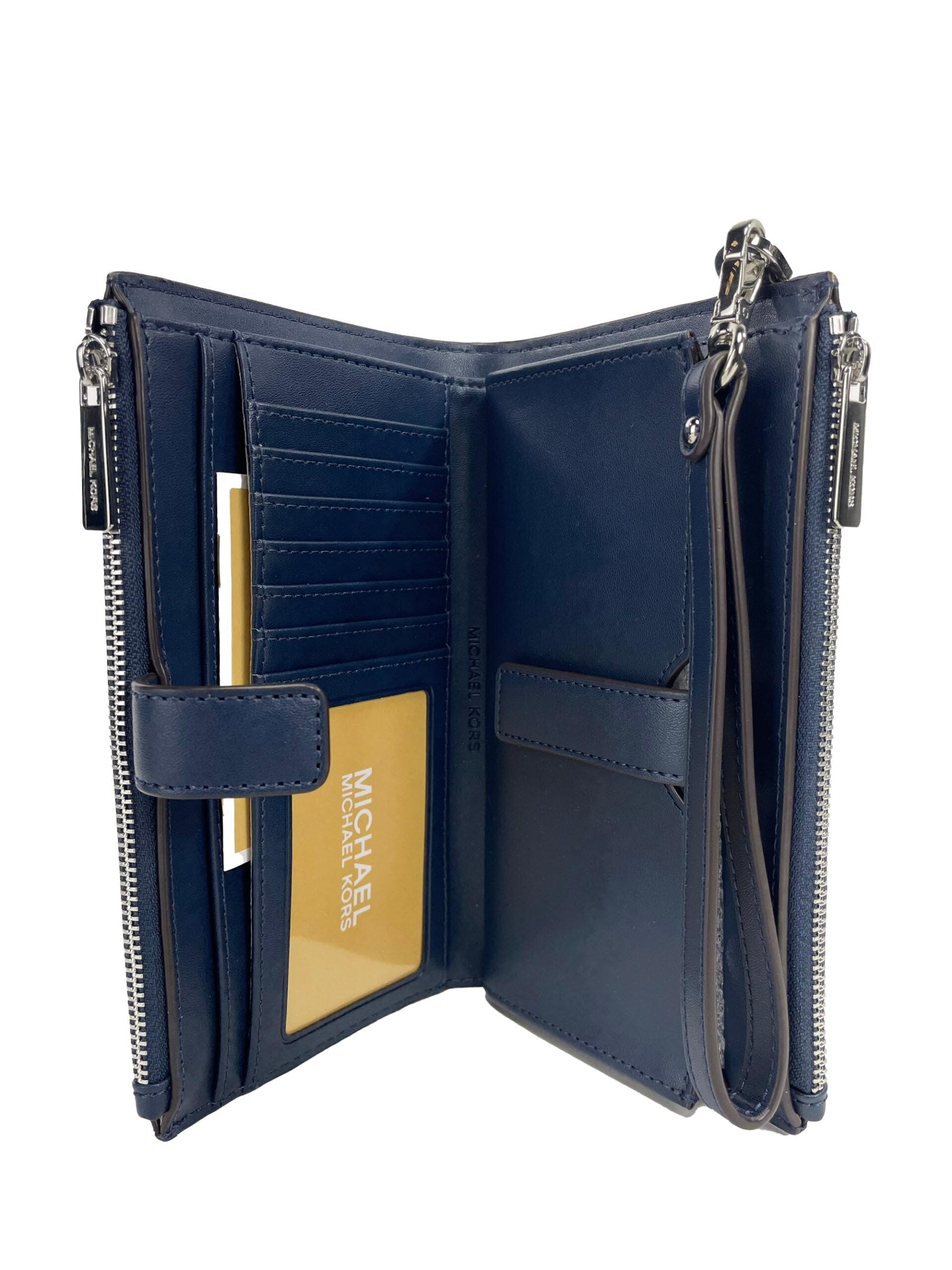 Michael Kors Jet Set Travel Large Double Zip Wallet MK Signature Multi Python Design (Navy), 35R4STVW3B