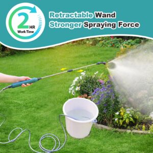 SideKing Battery Powered Sprayer Wand, New Upgraded 23.6inch Electric Sprayer Telescopic Wand with Battery Indicator, 16.4FT Hose, 3 Mist Nozzles, Rechargeable and Portable Spray Wand for Gardening