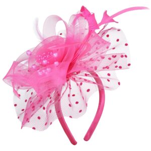 needzo fascinator for women, kentucky derby, the oaks, church, and tea party accessory, headband or hair clip, one size (pink)