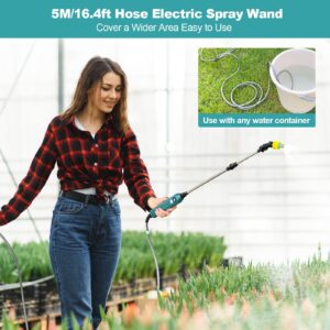 SideKing Battery Powered Sprayer Wand, New Upgraded 23.6inch Electric Sprayer Telescopic Wand with Battery Indicator, 16.4FT Hose, 3 Mist Nozzles, Rechargeable and Portable Spray Wand for Gardening