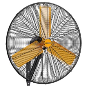 airwizard 24 inch oscillating high velocity wall mount fan, 7600 cfm industrial heavy duty metal wall fan, 3 speeds, adjustable height and tilt, commercial shop fan for garage, workshop