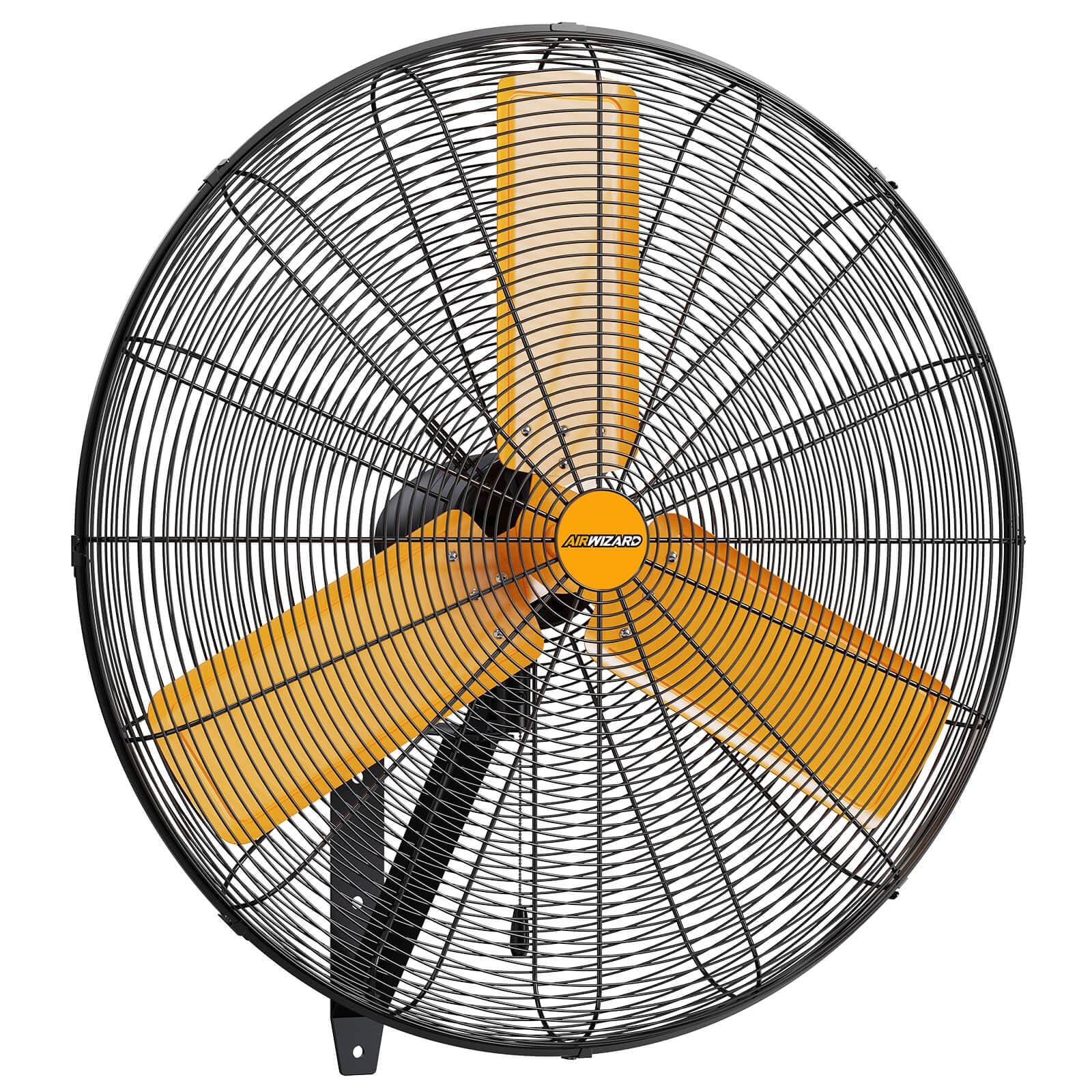 AIRWIZARD 24 inch Oscillating High Velocity Wall Mount Fan, 7600 CFM Industrial Heavy Duty Metal Wall Fan, 3 Speeds, Adjustable Height and Tilt, Commercial Shop Fan for Garage, Workshop