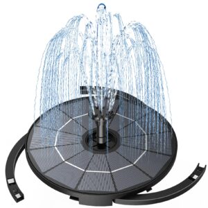 aisitin 2.8w solar fountain pump for water feature with 3.9ft cord, solar bird bath fountain with 6 nozzles, solar powered water fountain for bird bath, garden, ponds fish tank and outdoor