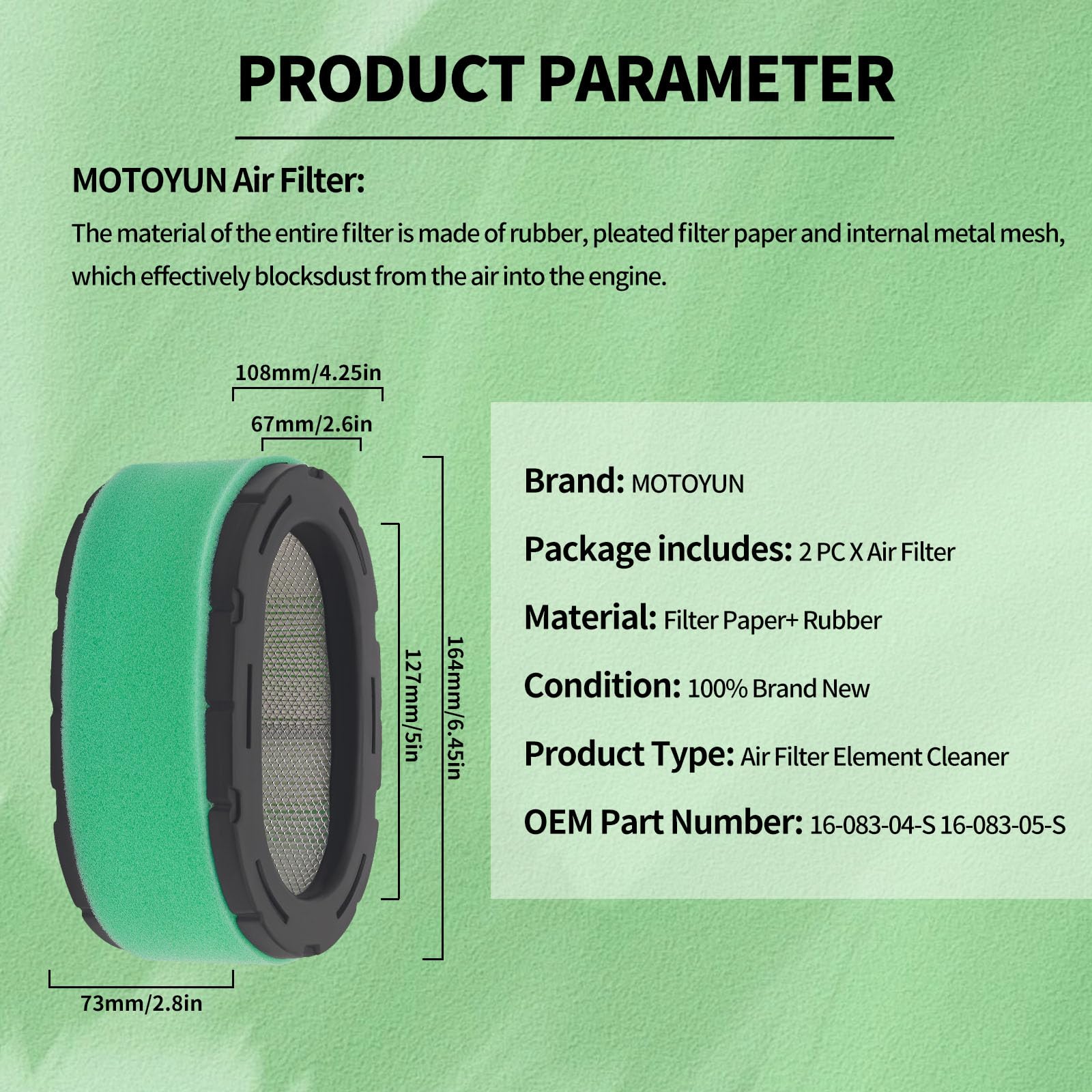 MOTOYUN Air Filter 16-083-04-S 16-083-05-S Compatible With EZT715 EZT725 EZT740 EZT750 ZT710 ZT720 ZT730 ZT740 KT610 KT620 KT715 KT725 KT730 KT735 KT740 KT745 (2 PCS)