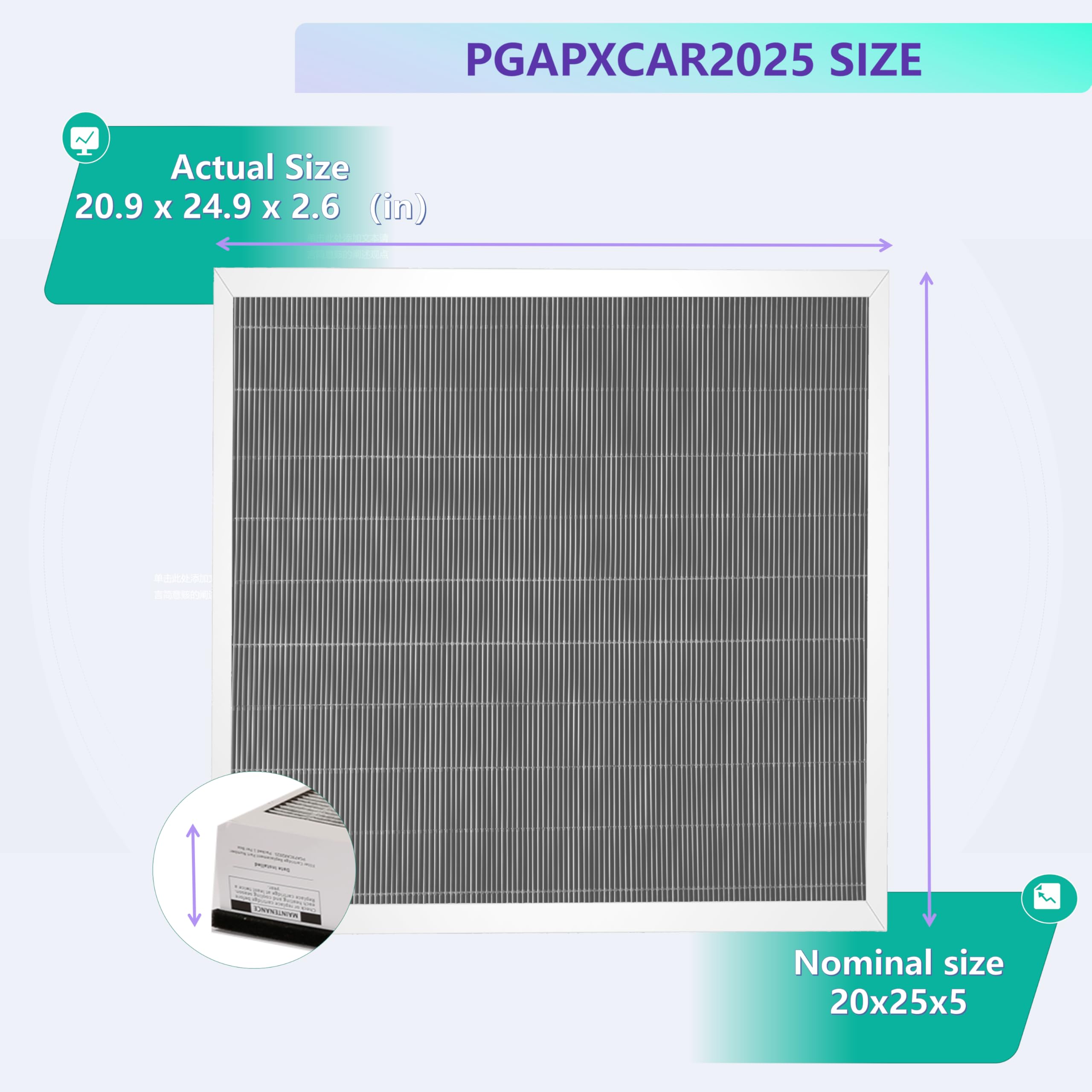 Upgrade PGAPXCAR2025-a02 (2-Pack) MERV16 Replacement Filter (20x25x3in) -Compatible with Bryant/Carrier part PGAPXCAR2025，PGAPXCAR2025-a01, PGAPXCAR2025-a02, AGAPXCAR2025，AGAPXCAR2025-A02