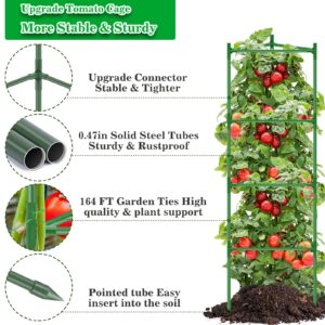 WYRJXYB Tomato Cages for Garden - Heavy Duty Steel Tomatoes Cage 3 Packs Tall Up to 68in & 164Ft Twist Tie -Tomato Plant Stakes Support Cages Trellis for Garden Pots Vegetable Climbing Plants Outdoor