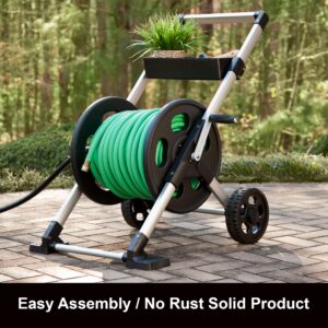 Liberty Garden 304 Explorer Two Wheel Hose Reel Cart, Aluminum, Holds 250-feet of 5/8" Hose