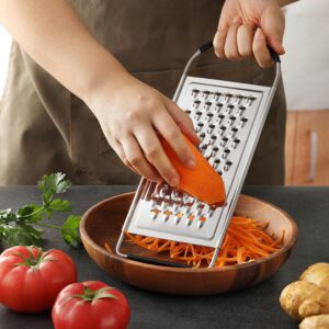 Cheese Grater Handheld, HIA Flat Coarse Stainless Steel Graters for Kitchen, Food Grater with Anti-Slip Handle, Perfect for Potato, Vegetable, Butter, Parmesan Cheese