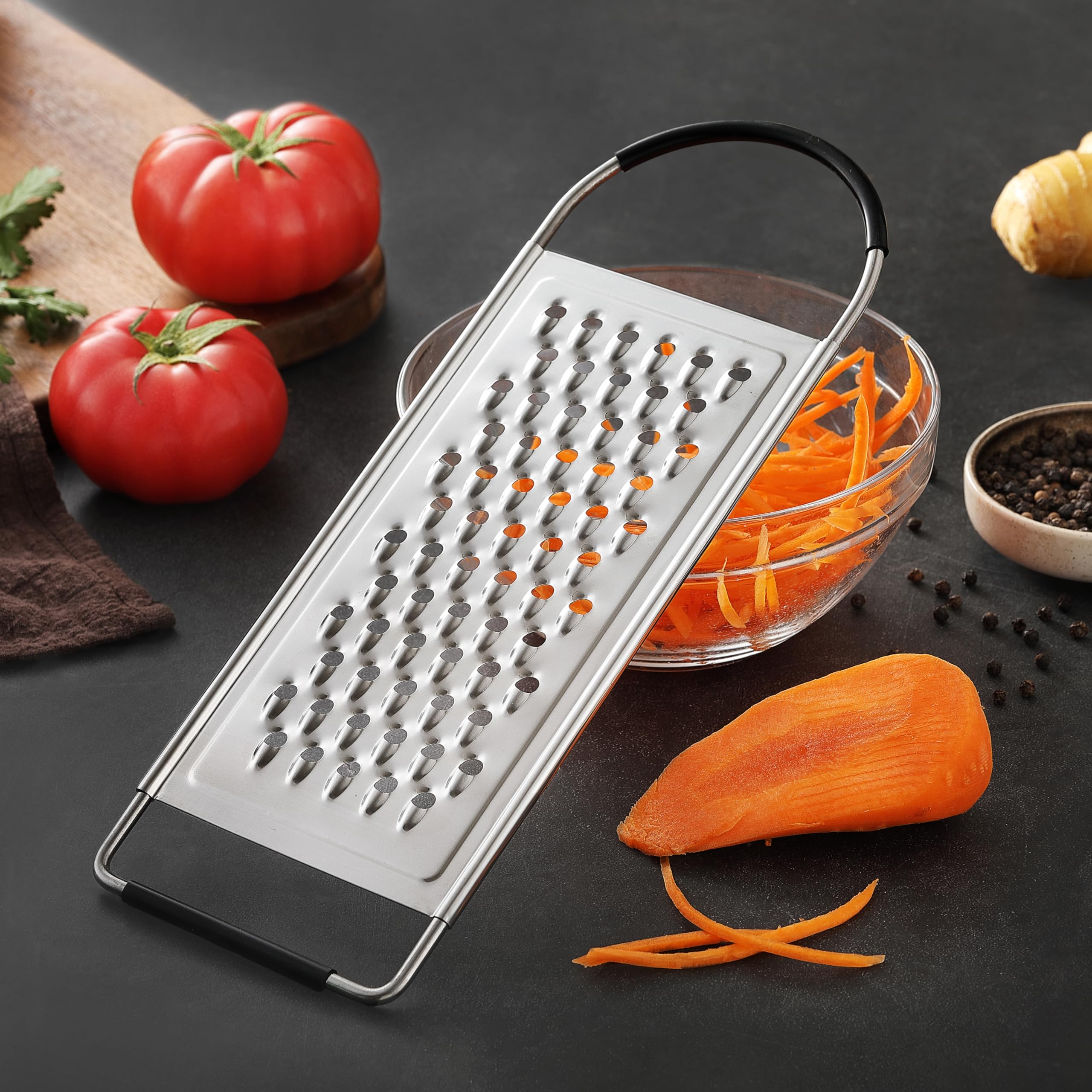 Cheese Grater Handheld, HIA Flat Coarse Stainless Steel Graters for Kitchen, Food Grater with Anti-Slip Handle, Perfect for Potato, Vegetable, Butter, Parmesan Cheese