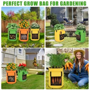 HYH 6 Pack 10 Gallon Potato Grow Bags with Flap Colorful Plant Grow Bags for Growing Potatoes Heavy Duty Thickened Nonwoven Fabric Grow Bags Pots Gardening Vegetable Growing Bags with Durable Handles