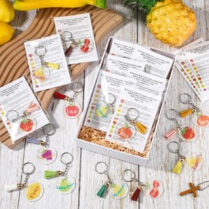 Landical 27 Sets Christian Bulk Gifts Fruits Bible Verse Keychain with Cards Spirit Week Accessories Gifts for Church Sunday School